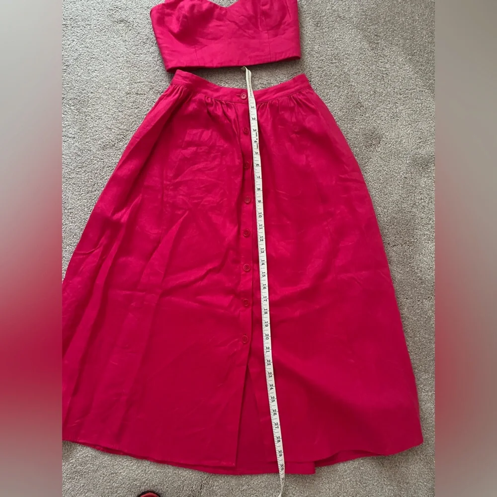 Reformation Orzo Linen Two Piece Midi skirt and top pink size 0